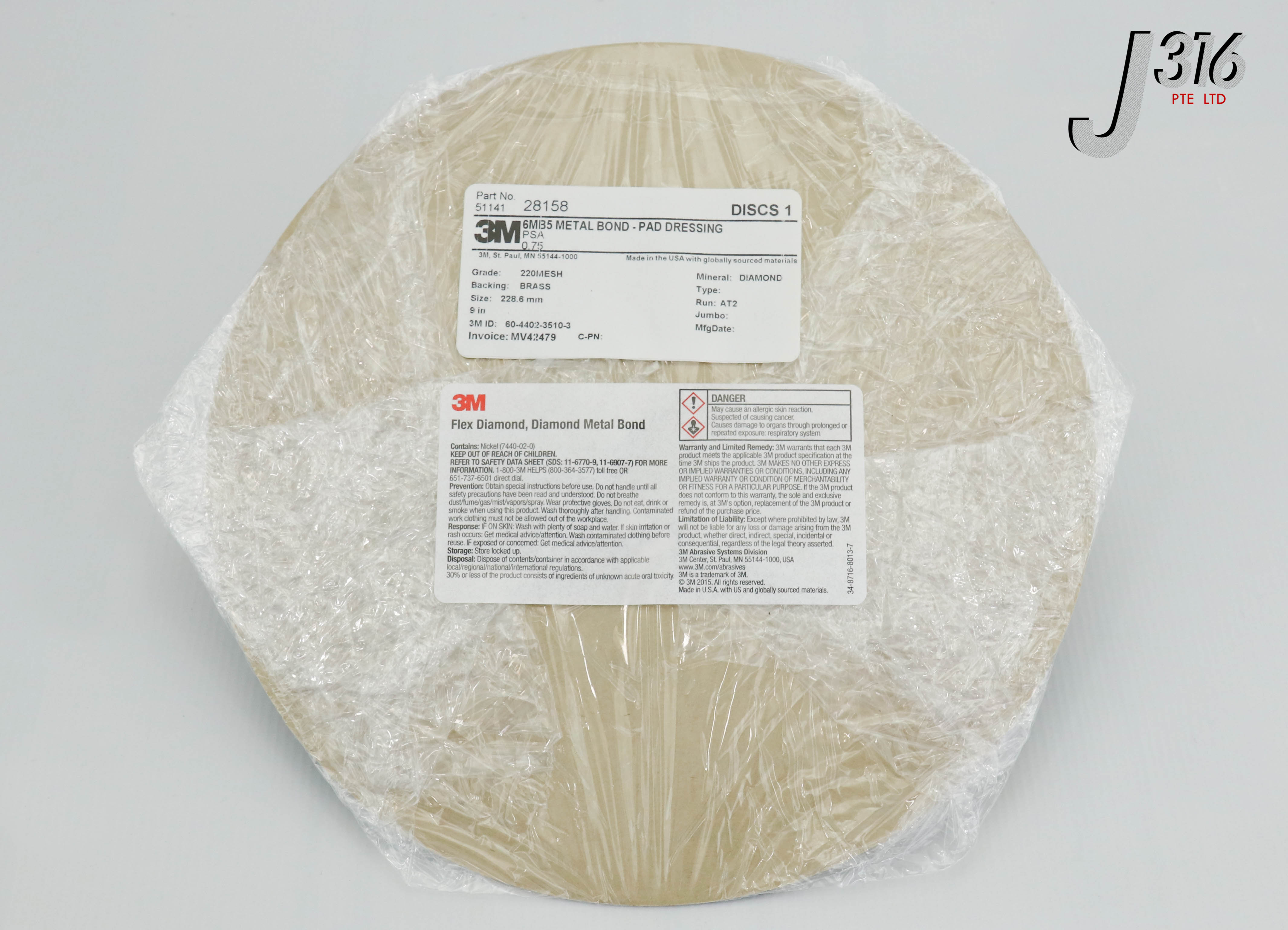 O 21059 3M 6MB5 DIAMOND METAL BOND - PAD DRESSING 220 60-4402-3510-3